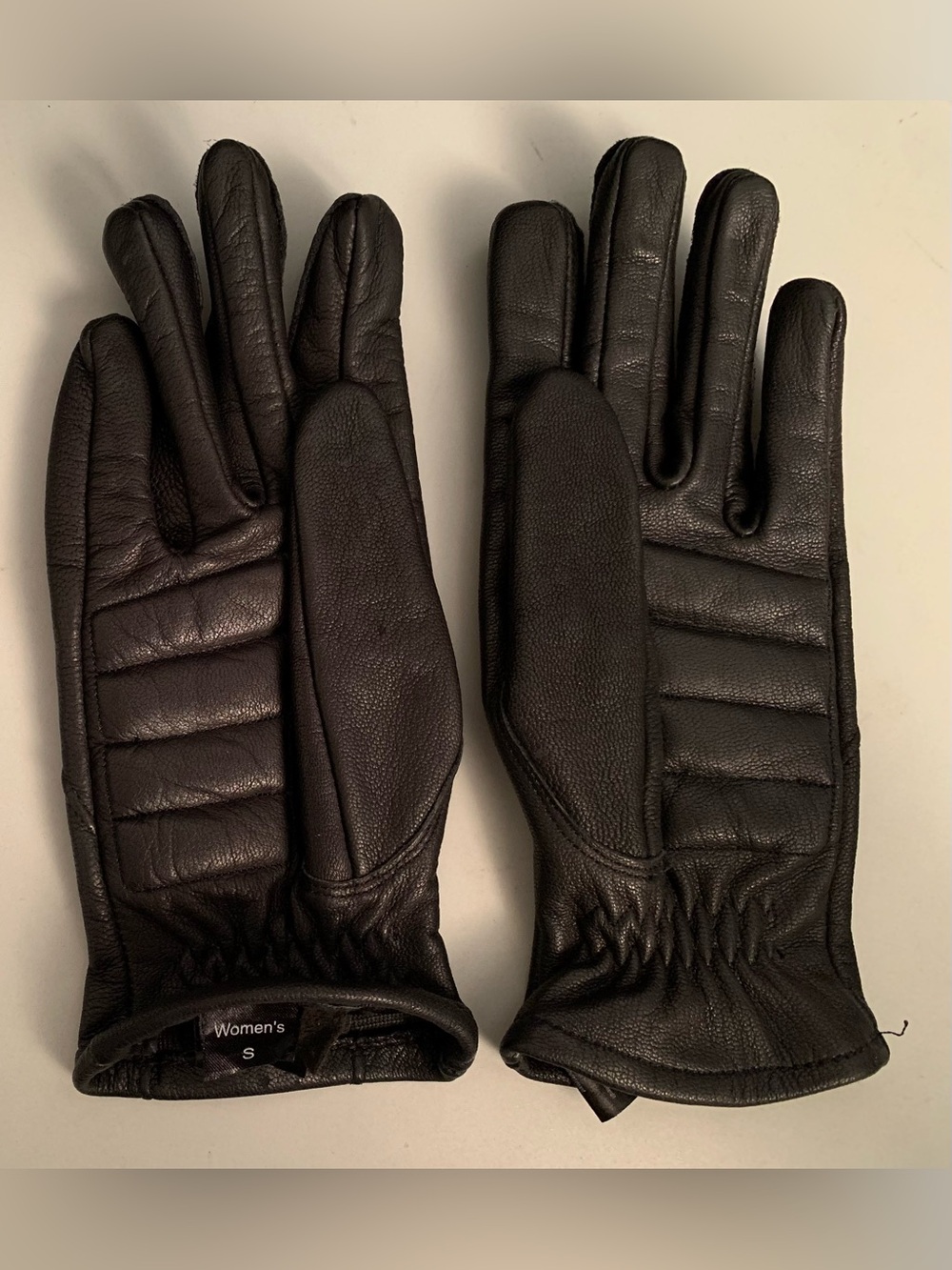 Harley-Davidson Black Leather Gloves with Orange Logo Accents - Picture 2 of 7